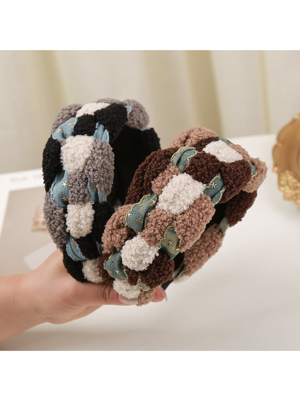 Beau - Knitted Cable Headband Cute Color Block