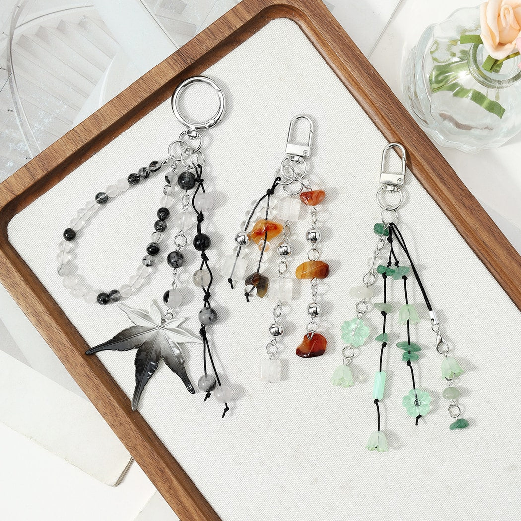 Keypus - Vintage Style Leaf and Beaded Keychain