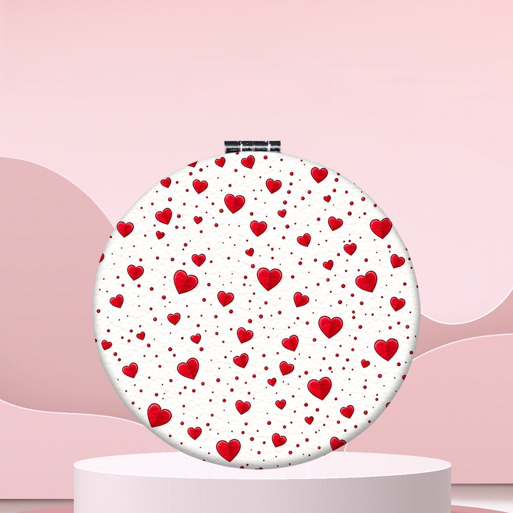 Mirroray - Round Heart Pattern Folding Makeup Mirror