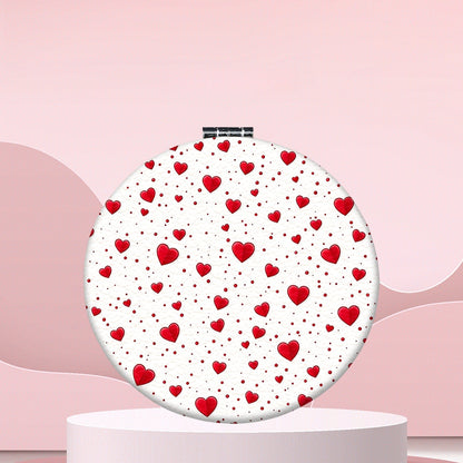 Mirroray - Round Heart Pattern Folding Makeup Mirror