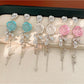 Earedge - Alloy Floral Tassel Dangle Stud Earrings