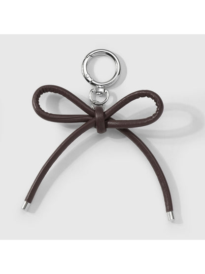 Keypus - Leopard Pattern Bow Faux Leather Bag Charm Keychain