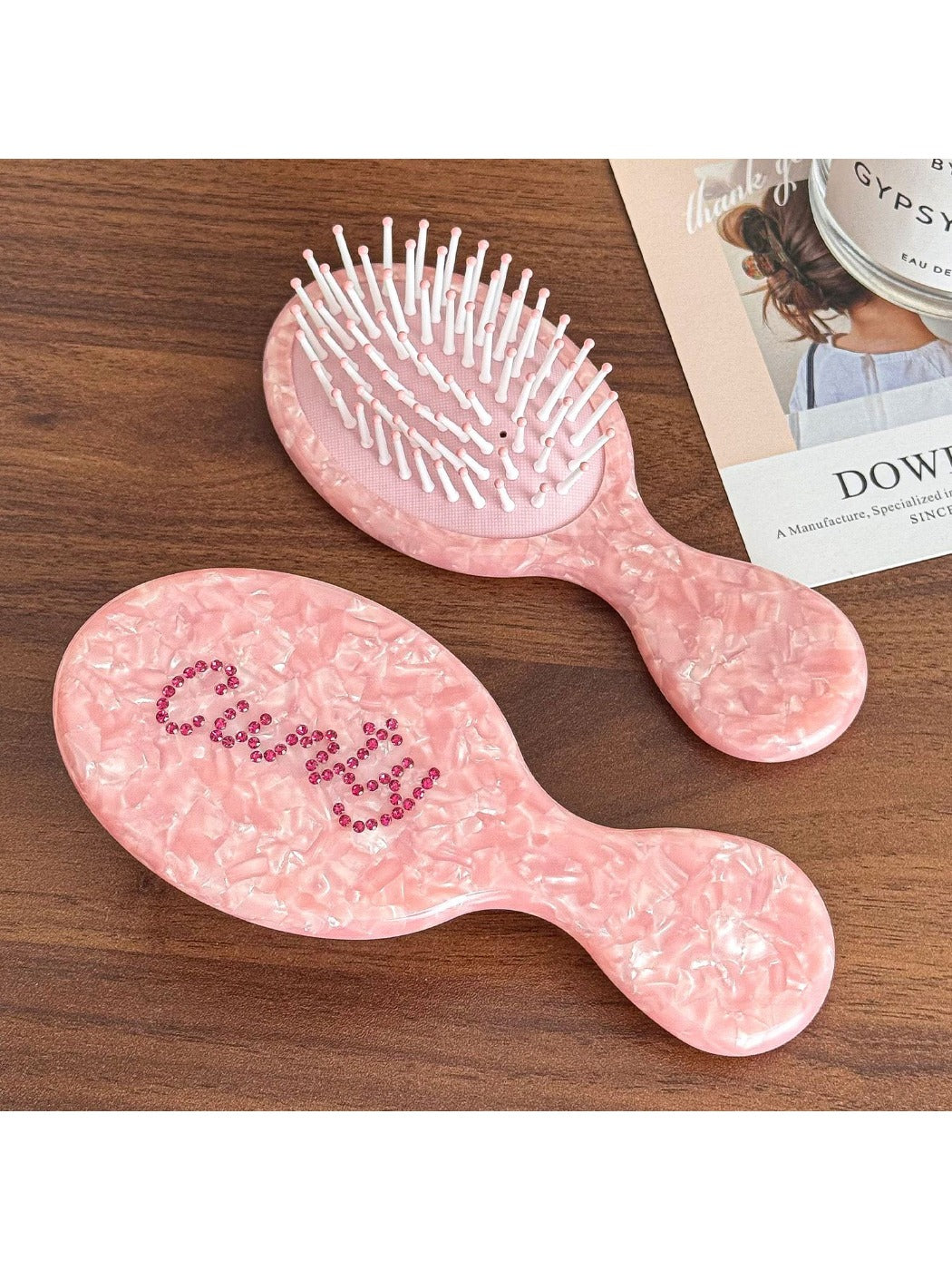 Camerow - Pink Cushion Hair Brush Small Portable