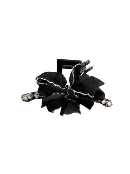 Beau - Polka Dot Mesh Bow Decorative Claw Clip