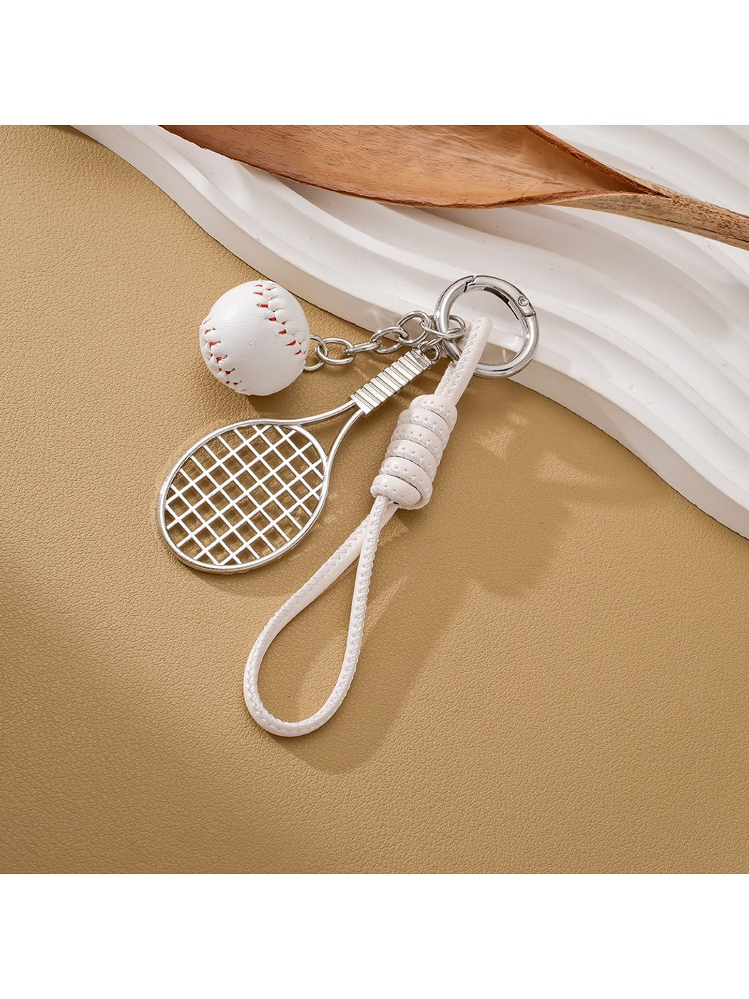 Keypus - Mini Tennis Racket Ball Detail Keychain