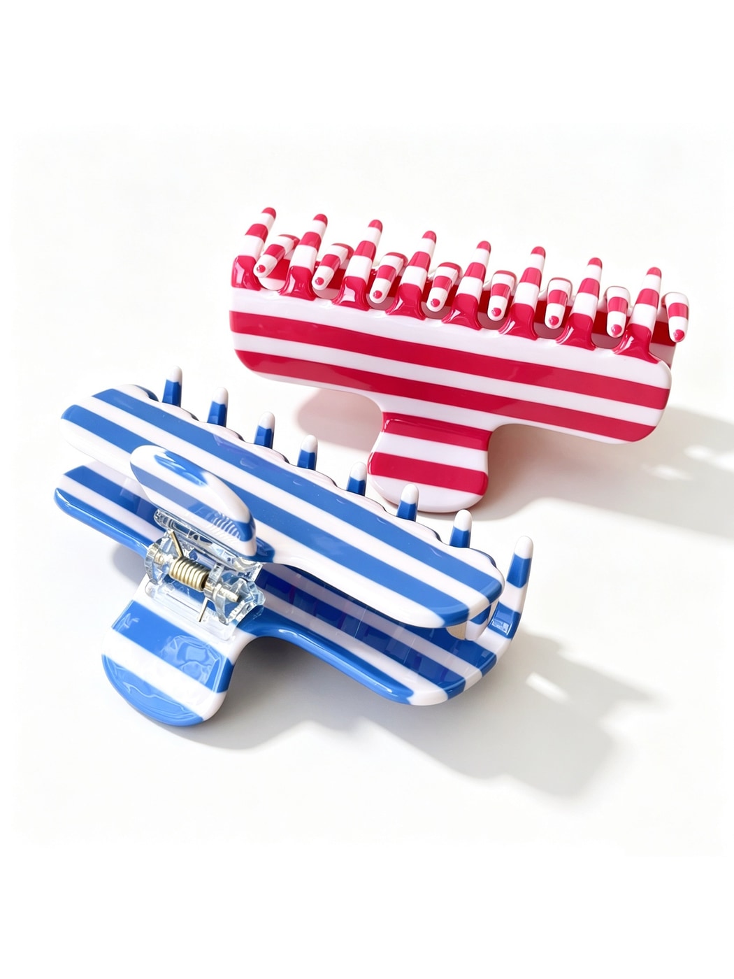 Beau - Rounded Striped Acetate Hair Claw Clip