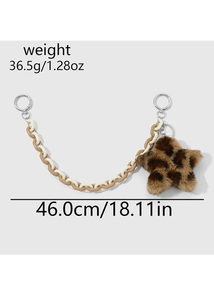 Keypus - Y2K Leopard Heart Chain Bag Charm Keychain