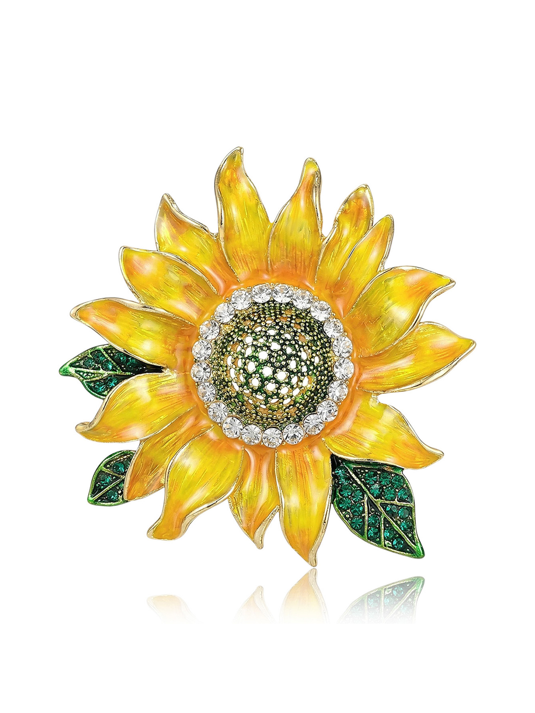 Brovia - Yellow Sunflower Flower Accent Brooch Pin