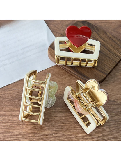 Beau - Valentine'S Heart Shaped Square Claw Clip