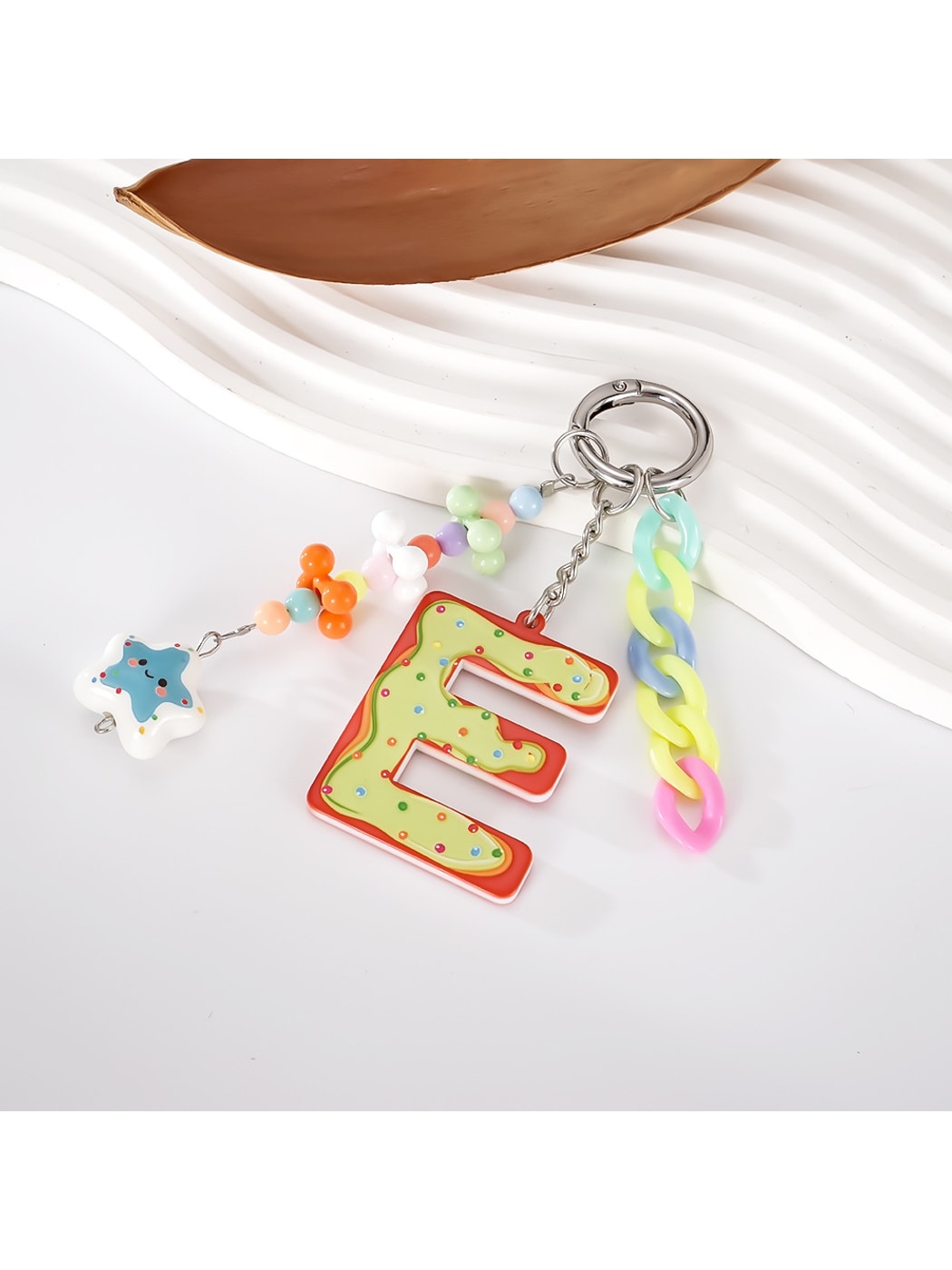 Keypus - Acrylic Letter Star Bead Chain Detail Keychain