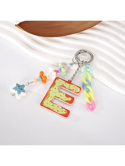 Keypus - Acrylic Letter Star Bead Chain Detail Keychain