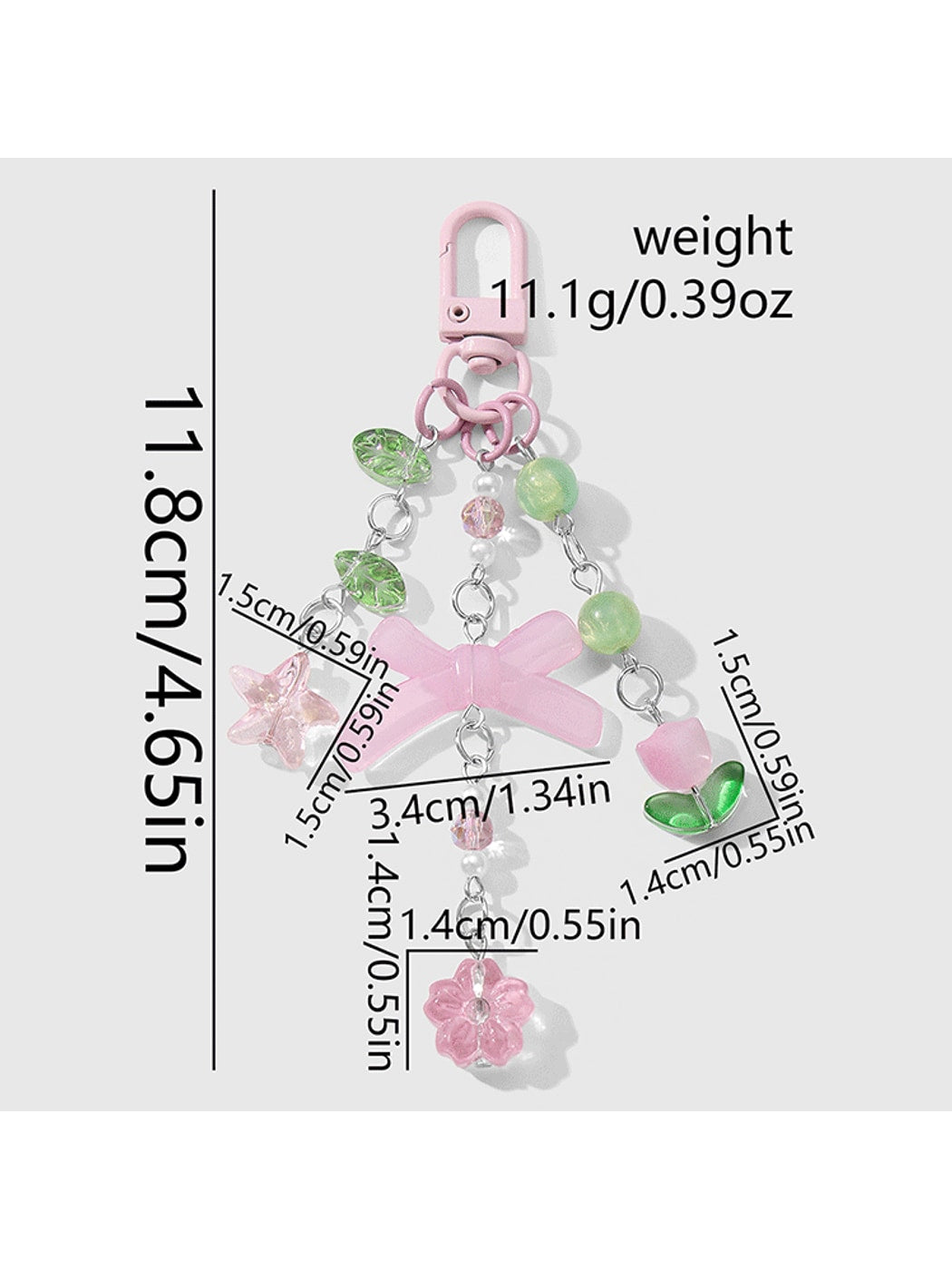 Keypus - Y2K Style Bow Wing Flower Keychain Bag Charm