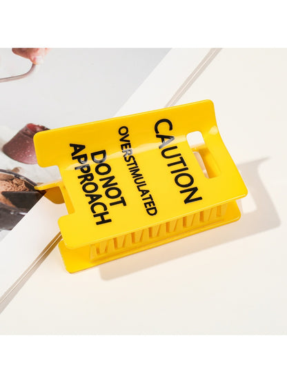 Beau - Yellow Caution Sign Shaped Claw Clip