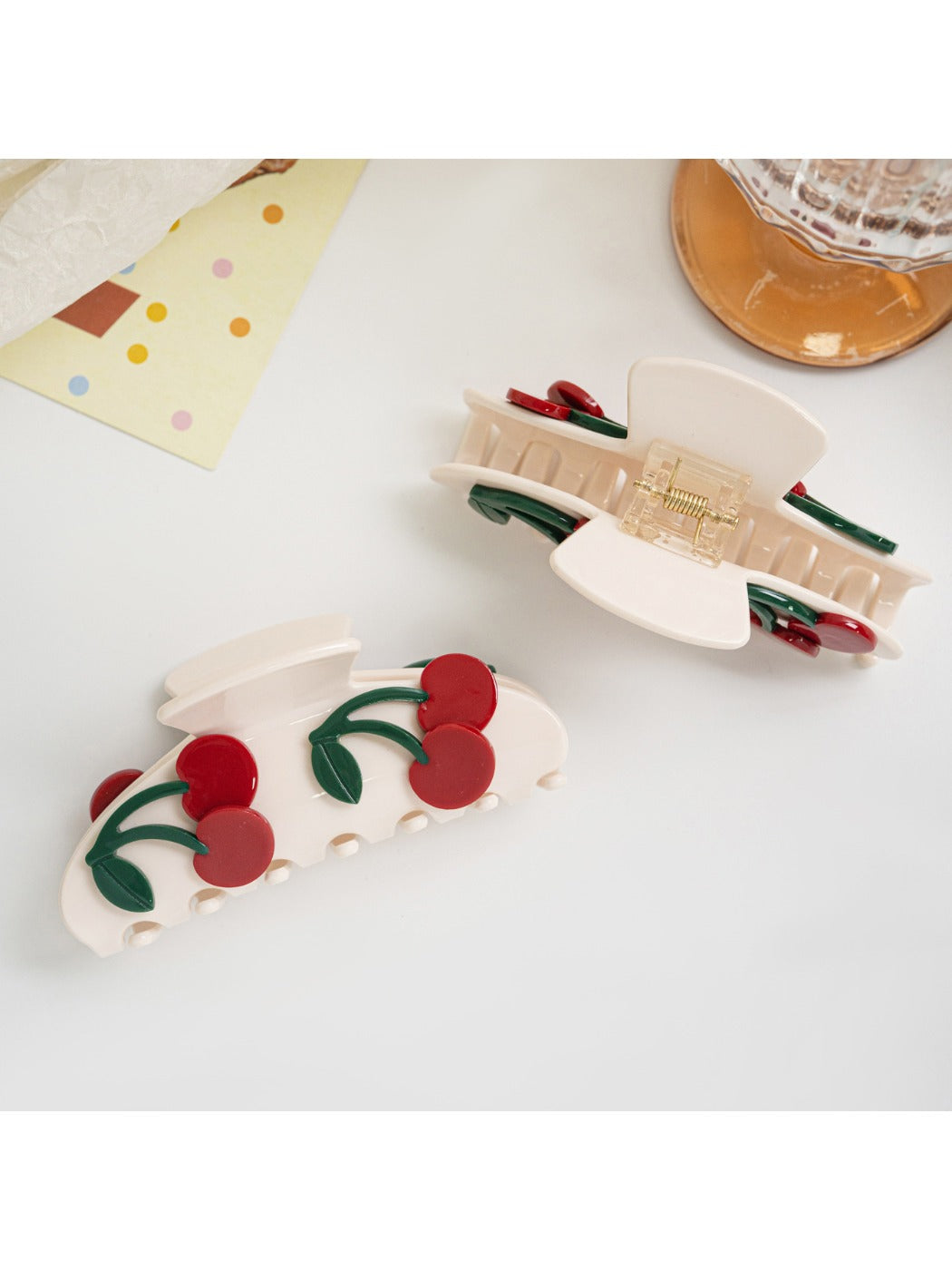 Beau - Cherry Print Hair Claw Clip