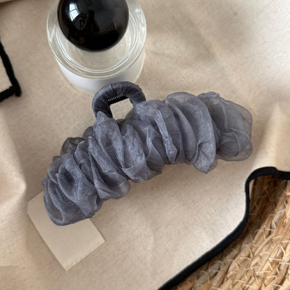 Beau - Ruched Mesh Rectangular Hair Claw Clip