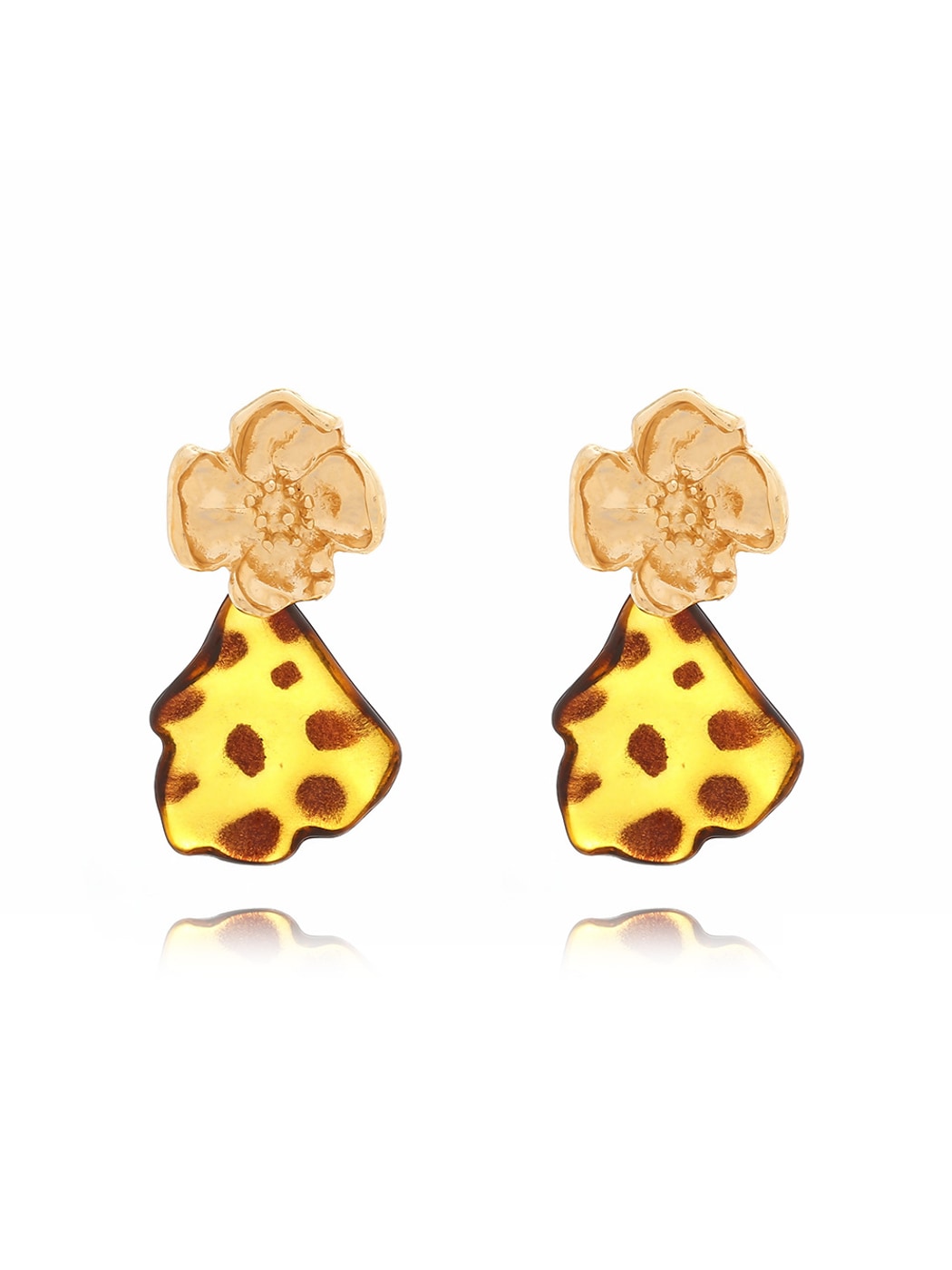 Earedge - Leopard Leaf Dangle Alloy Earrings