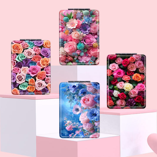 Mirroray - Vintage Floral Rectangle Folding Makeup Mirror