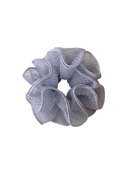 Gifty - Ruffled Polka Dot Polyester Mesh Hair Scrunchie