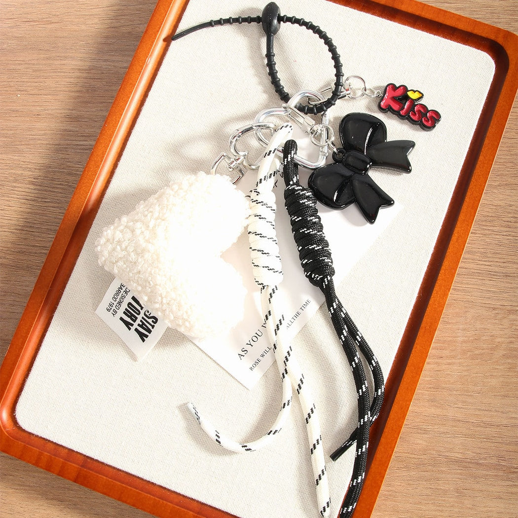 Keypus - Heart Bow Woven Cord Bag Charm Keychain