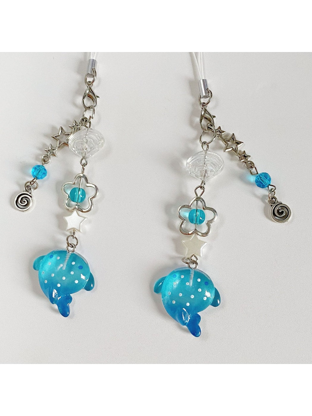 Keypus - Cute Beaded Polka Dot Shark Phone Charm