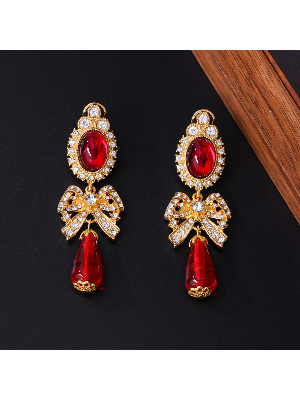 Earedge - Vintage Bow Drop Stud Earrings