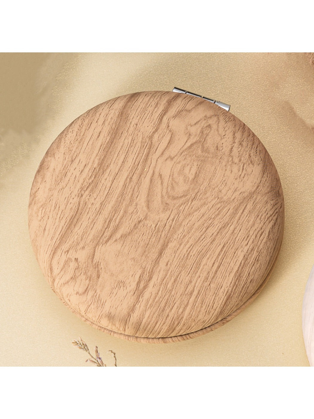 Mirroray - Woodgrain Pattern Round Makeup Mirror