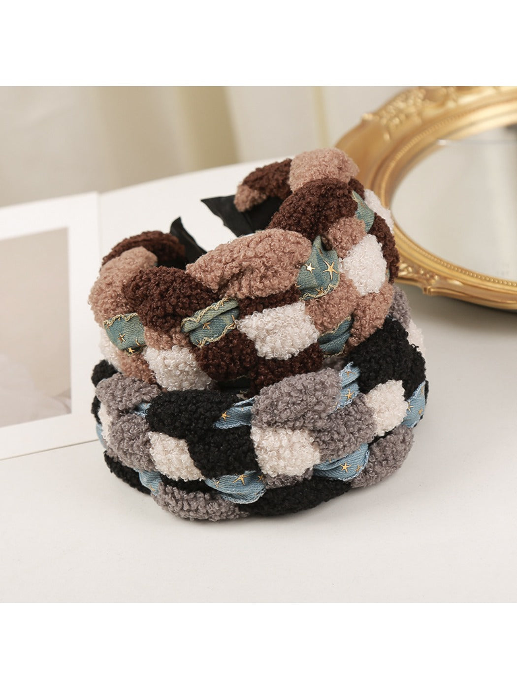 Beau - Knitted Cable Headband Cute Color Block