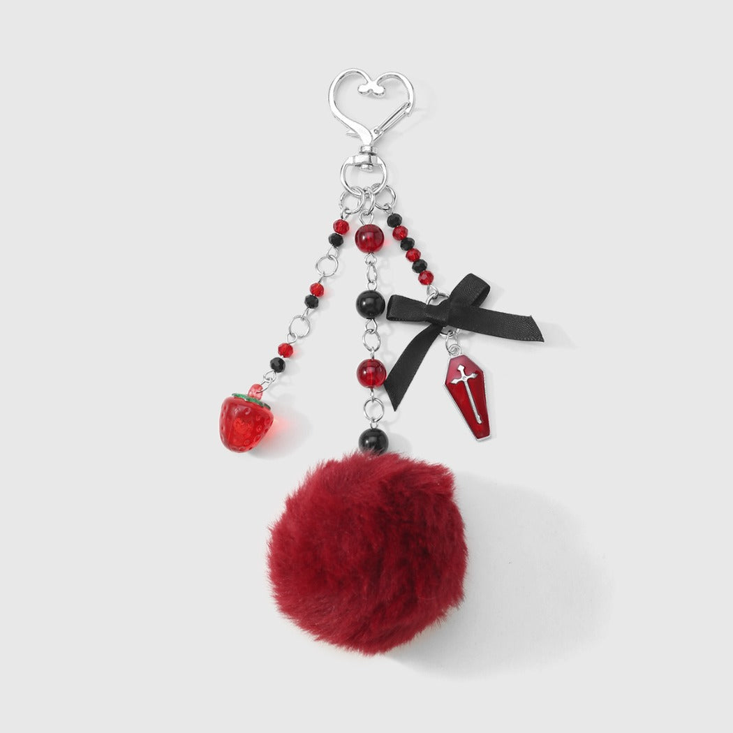 Keypus - Y2K Fuzz Ball and Cross Design Keychain