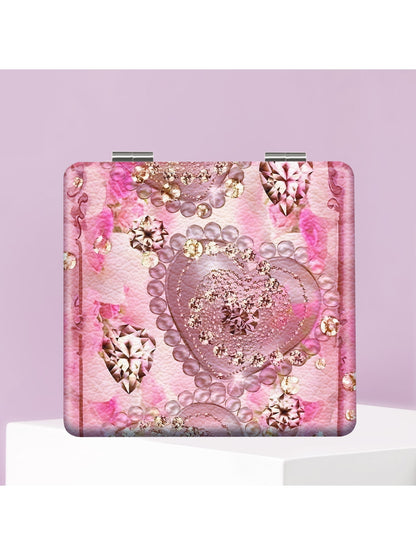 Mirroray - Butterfly Print PU Folding Makeup Mirror