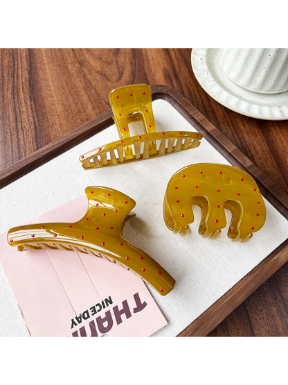 Beau - Lacquered Polka Dot Ring Accent Claw Clip