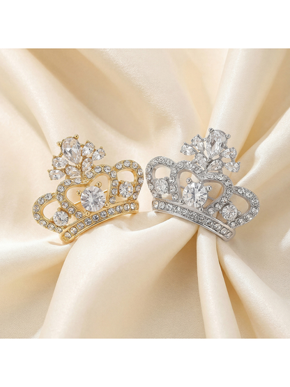 Brovia - Rhinestone Crown Alloy Fashion Brooch