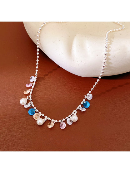 Nozari - Round Bead Synthetic Zirconia Accent Alloy Necklace