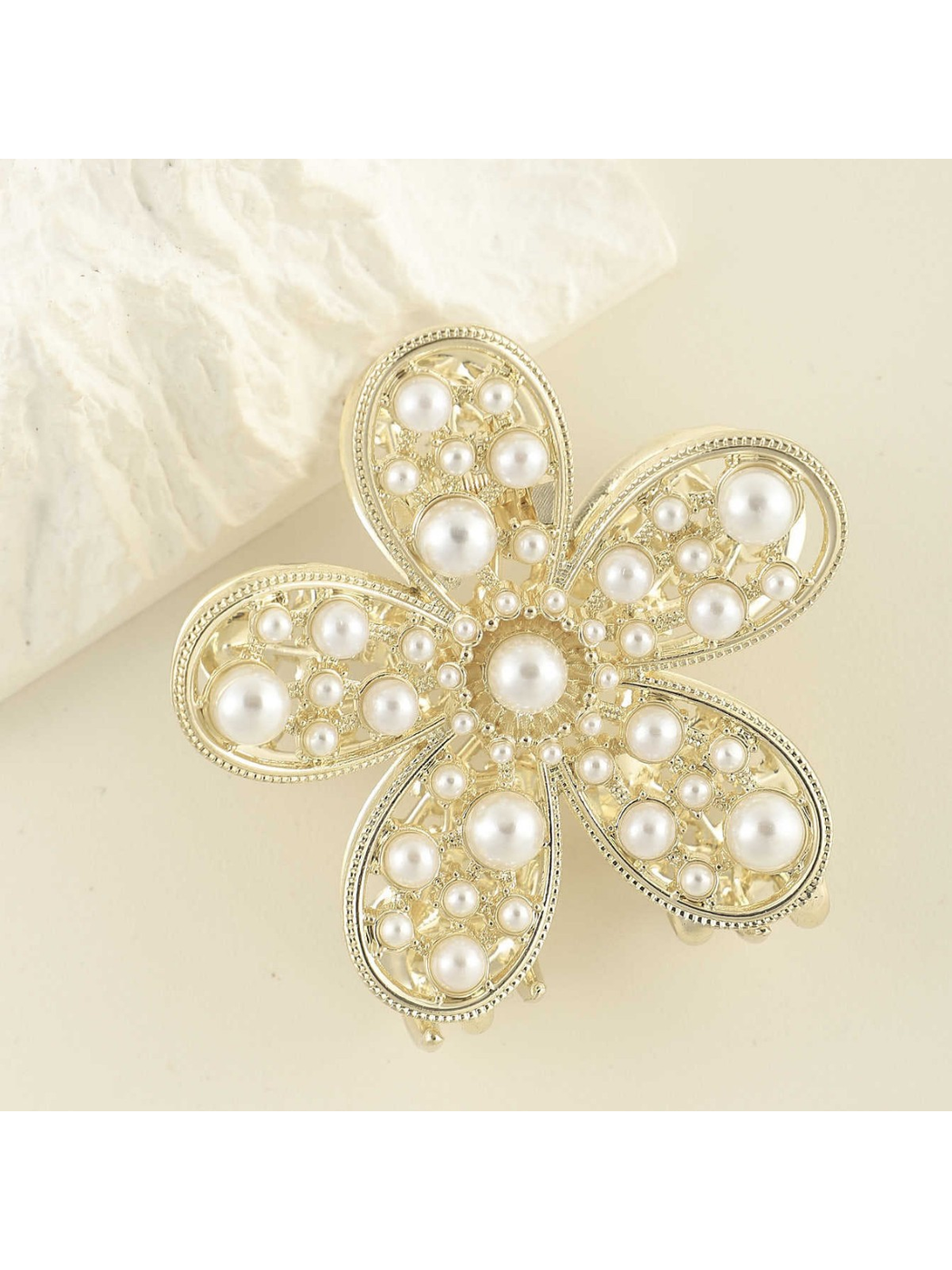 Beau - Five Petal Alloy Flower Claw Clip
