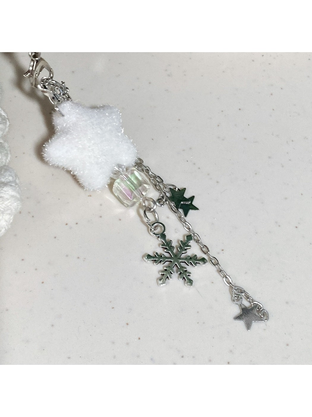 Keypus - Alloy Glass Star Snowflake Christmas Keychain
