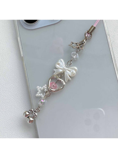 Keypus - Acrylic Bow Cherry Heart Beaded Keychain