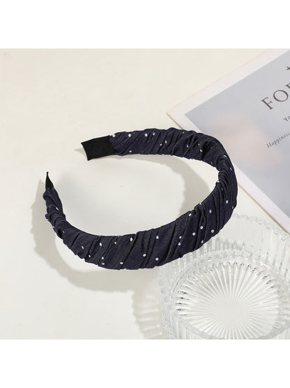 Gifty - Polka Dot Pleated Fabric Wide Edge Headband