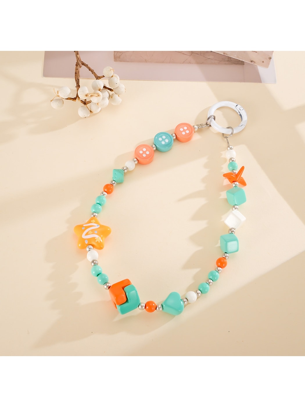 Keypus - Color Block Square Bead Beaded Phone Charm