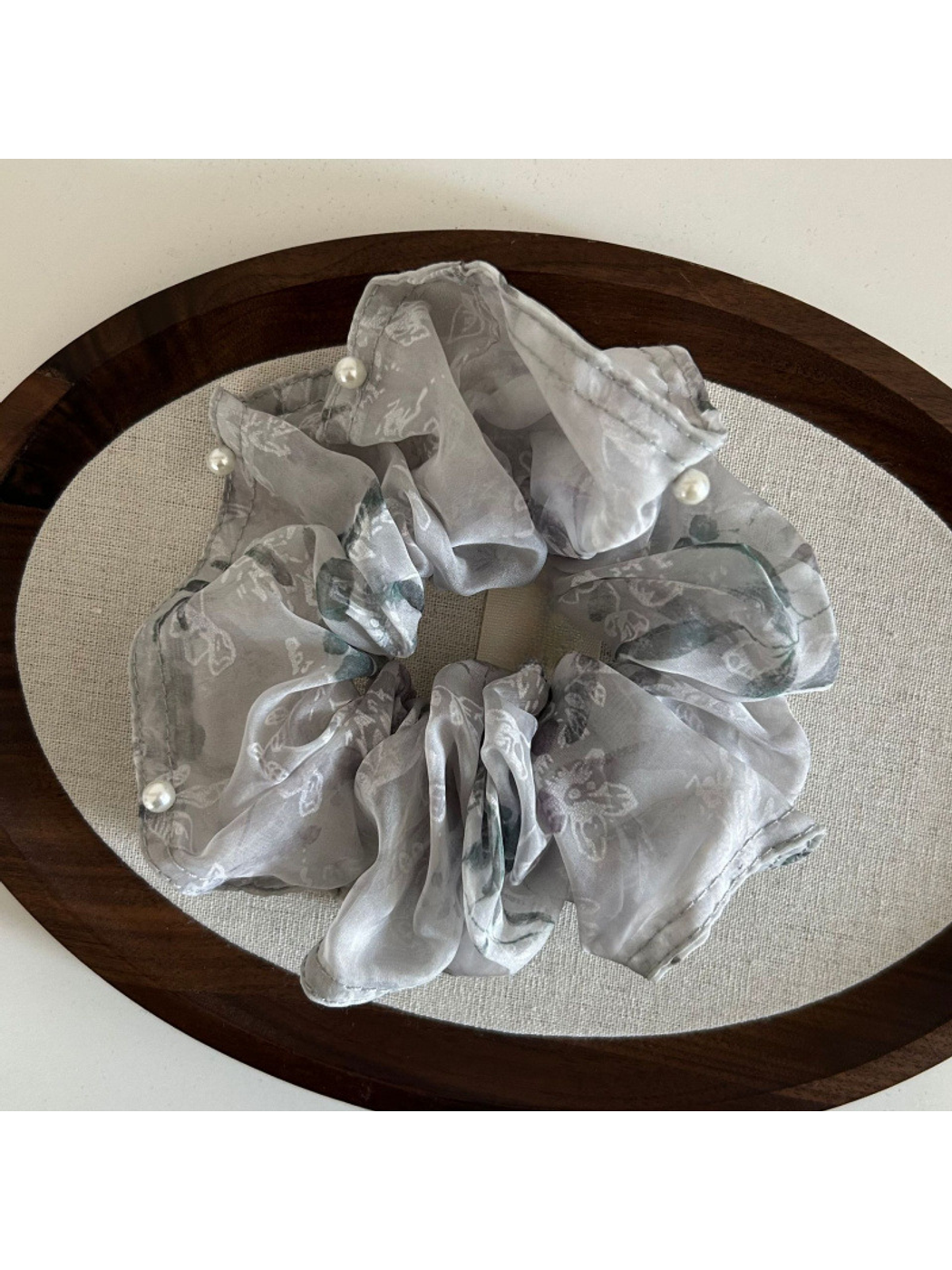 Gifty - Polyester Beaded Organza Oversized Scrunchie