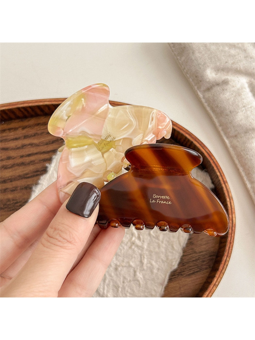 Beau - Acetate Fiber Geometric Half Round Claw Clip