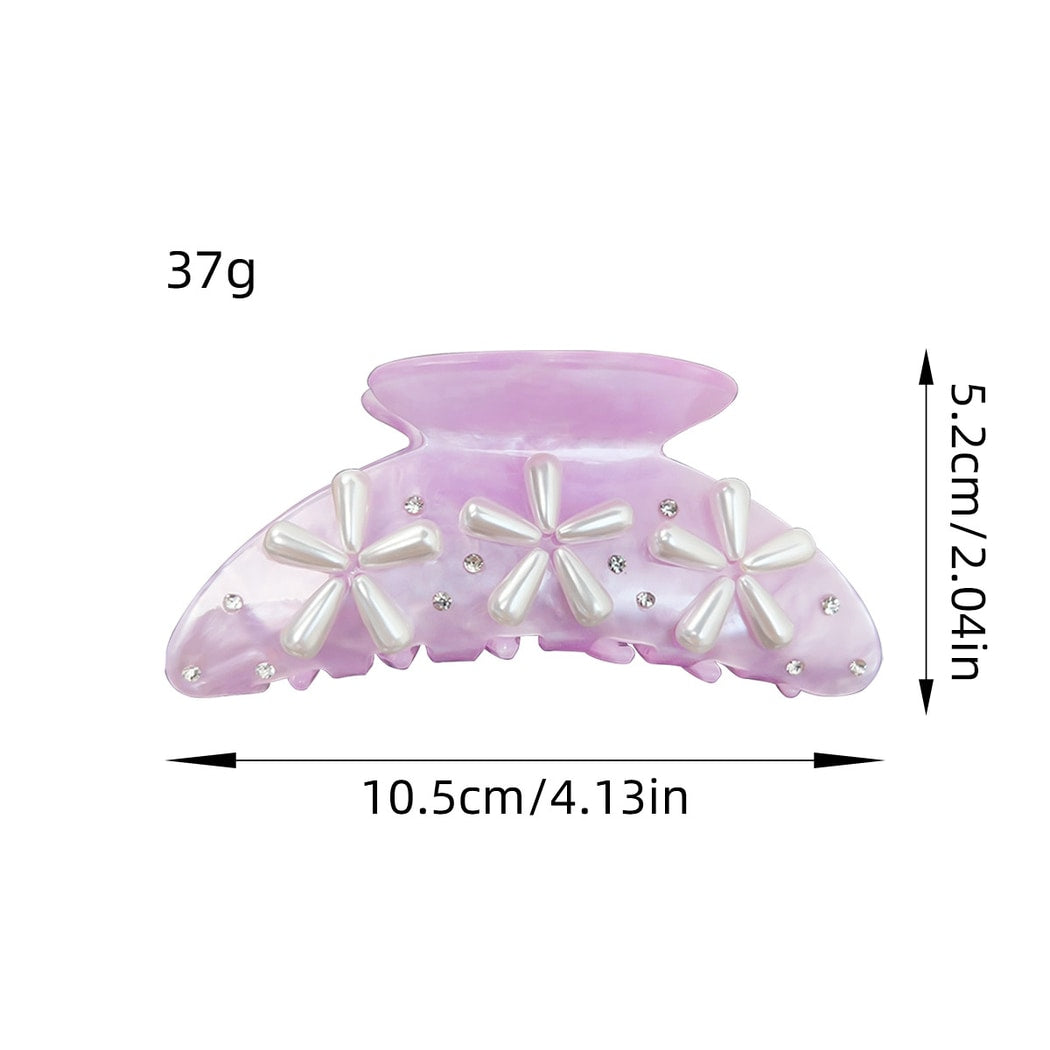 Beau - Purple Flower Embellished Curved Claw Clip