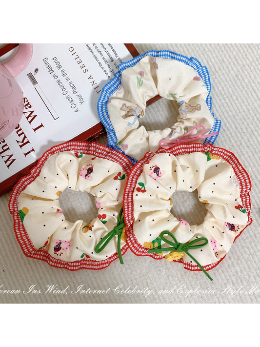 Gifty - Red Blue Button Hair Ring