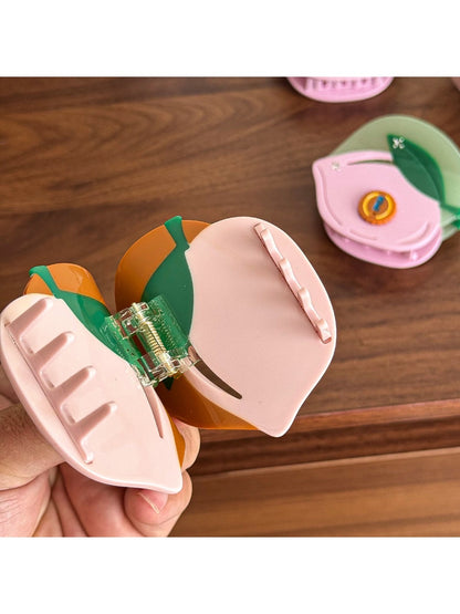 Beau - Peach Shaped Hair Claw Clip Acetate Material