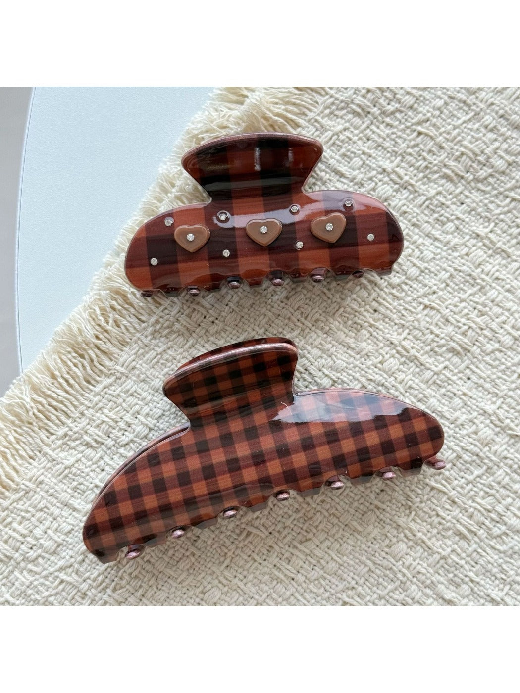 Beau - Brown Plaid Hair Claw Clip