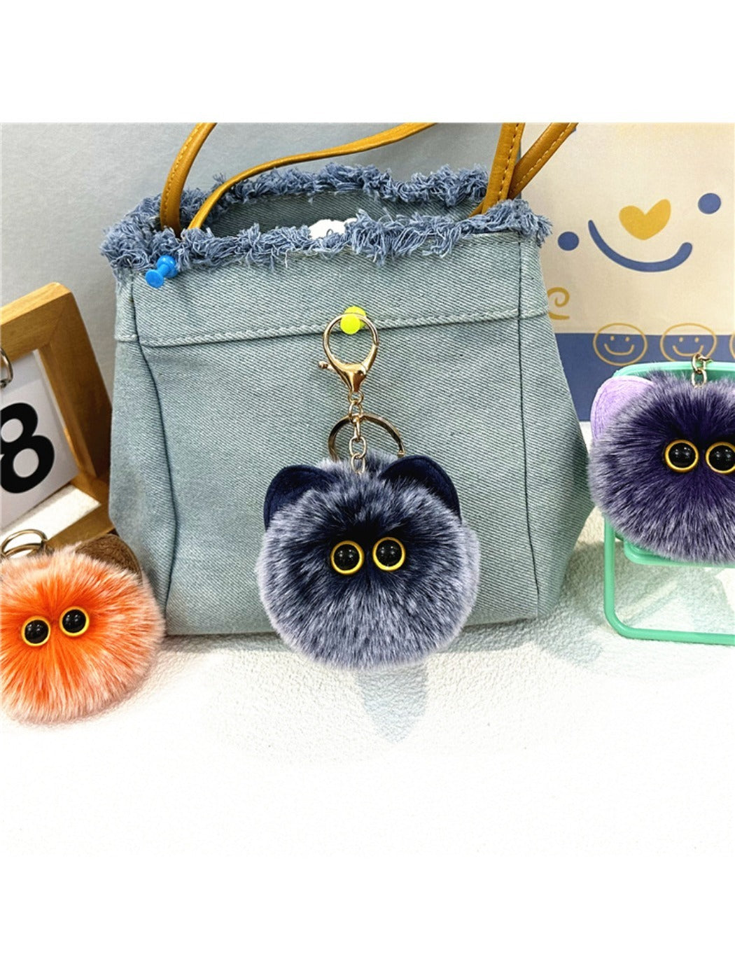 Keypus - Cat Pompom Bag Charm Keychain