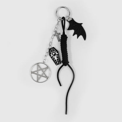 Keypus - Halloween Black Wing Cross Keychain