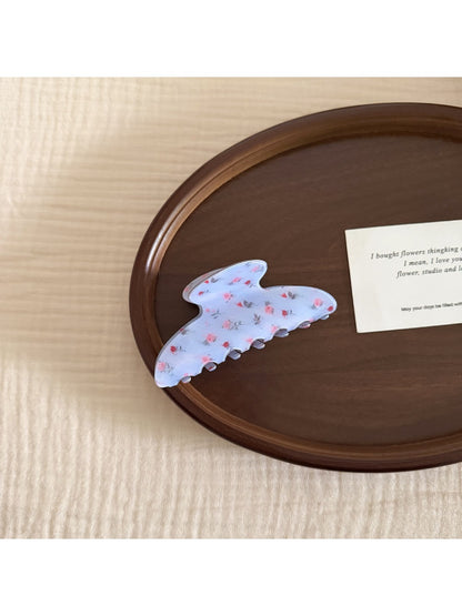 Beau gentle blue hair clip with soft matte finish close-up