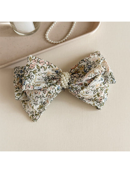 Beau - Floral Bow Spring Fabric Hair Clip