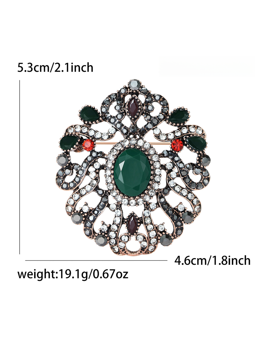 Brovia - Vintage Flower Rhinestone Accent Alloy Brooch