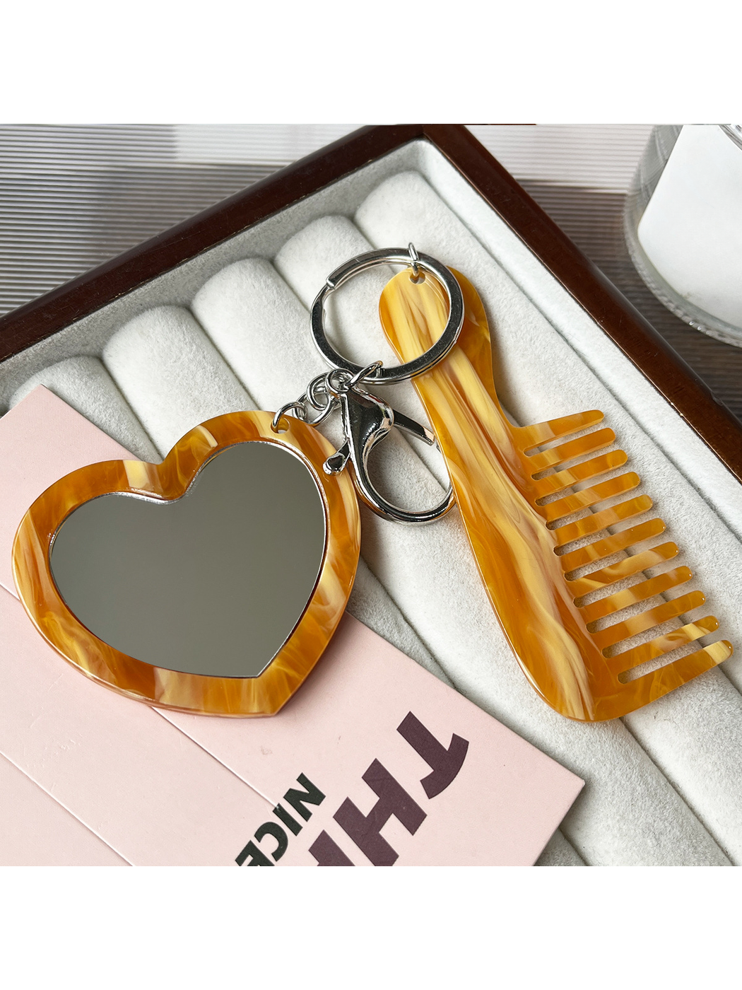 Keypus - Heart Mirror Comb Keychain