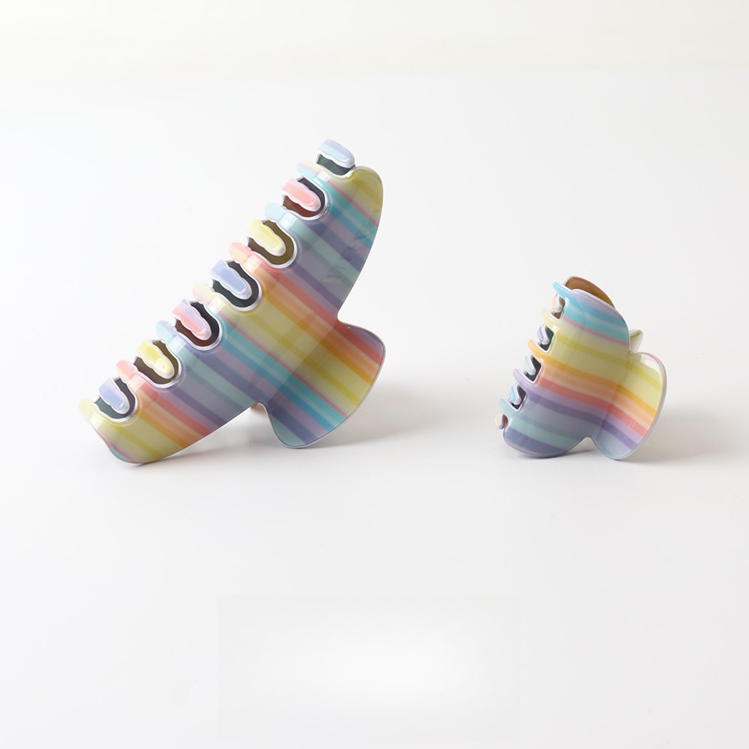 Beau - Glossy Rainbow Stripe PVC Claw Clip